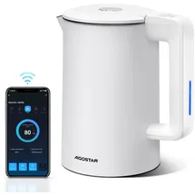 Aigostar - Smart Wasserkocher mit Temperatureinstellung 40°C-100°C, WiFi Steuerung Kompatibel zu Alexa, 1,7 l Edelstahl Doppelwand Cool Touch, Leise