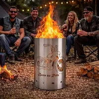 TiKo-Design® Feuertonne Feuerkorb mit Born to Ride Chopper Motiv