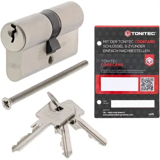 ABUS A93 Schließzylinder gleichschließend individuell gefertigt, Türzylinder Schließanlage mit 3 Schlüssel und ToniTec Codecard, Profil C73 Größe 28/40 mm Doppelzylinder