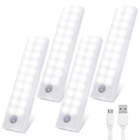 Tolare LED Schrankbeleuchtung Mit Bewegungsmelder, Einstellbare Helligkeit Schrankleuchte 20 LEDs, Unterbauleuchte Sensorleuchte Schranklicht Nachtlicht Für Schrank Kleiderschrank Treppen Flur(4 Pack)