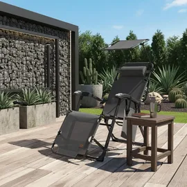 CampFeuer Sonnenliege mit Dach 200 x 70 x 30 cm Anthrazit