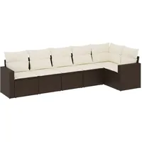VidaXL 6-tlg. Garten-Sofagarnitur mit Kissen Braun Poly Rattan
