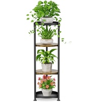 iDavosic.ly Blumenständer Metall mit 4 Ebenen, Pflanzenständer Pflanzenregal Blumenregal Indoor Outdoor, Groß Holz Blumentreppen Innen Plant Stand für Garten Balkon Wohnzimmer, Schwarz