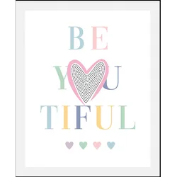 Bild QUEENCE "Be-You-Tiful", rosa (farbe rahmen: schwarz, farbe bild(er): rosa), B:50cm H:70cm, Bilder, gerahmt