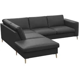 FLEXLUX Ecksofa »Fiore, L-Form«, breite Armlehnen, Füße Alu/Eiche, B/T 241/225 cm, Kaltschaum im Sitz schwarz