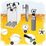 ich-zapfe Untertheken Komplett Set - Zapfanlage, Bierzapfanlage - Kontakt 40 2-leitig Trockenkühler, Durchlaufkühler 50 Liter/h, inkl. Schanksäule, Green Line, Zapfkopf:köpi,zapfkopf 2:köpi