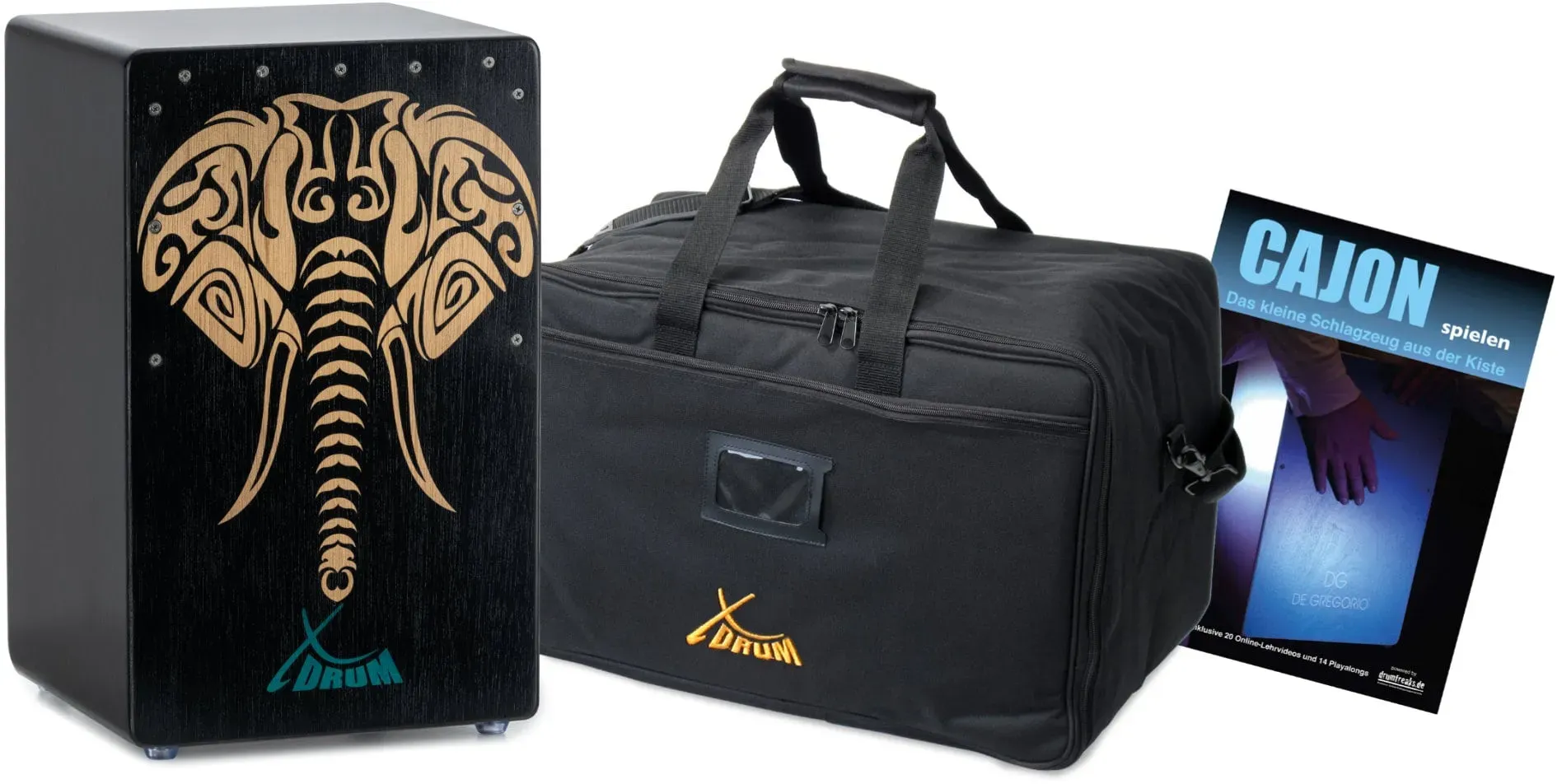 XDrum Design Series Cajon "Elephant" Set inkl. Tasche + Schule