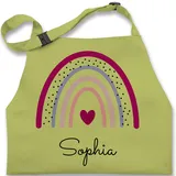 Kinderschürze Schürze Kinder Jungen Mädchen - Regenbogen Regenbögen - 7-14 Jahre - Hellgrün - backschürze junge rainbow sophia kinderkochschürzen personalisierte name herz küchenschürze - 7-13 Jahre