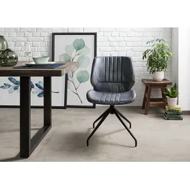 MASSIVMOEBEL24.DE Stuhl Leder blau 2er Set