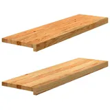 vidaXL Treppenstufen 2 Stk. Hellbraun 90x25x2 cm Massivholz Eiche, 457819