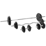 Gorilla Sports Hantelset Gummi komplett 108 kg SCHWARZ|silber 110kg