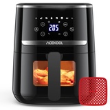 Acekool Heißluftfritteuse 5QT XXL Friteuse Heissluft Fritteusen Air Fryer mit Silicon Liner, 8 Presets Geräuscharme Air Fryers mit Sichtfenster Acekool