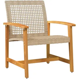 vidaXL Gartenlounge, Garten-Lounge-Set Beige Poly Rattan und Akazienholz
