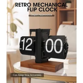 Yusat Retro-Flip-Uhr, Vintage-Tischuhr, Automatisches Drehen, batteriebetrieben, Mechanische Schreibtischuhr,