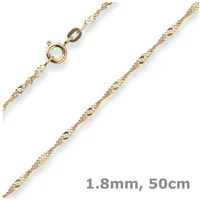 Schmuck Krone Goldkette 1,8mm Singapurkette aus 585 Gelbgold 50cm, Gold 585 goldfarben