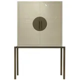 Casa Padrino Designer Barschrank Creme / Messing 120 x 40 x H. 190 cm - Edler Weinschrank mit hochwertigen Keramikfliesen - Bar Möbel - Hotel Möbel - Luxus Qualität
