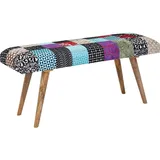 FineBuy Sitzbank FineBuy Bettbank Samt 117 cm Patchwork Flurbank Polsterbank Bank Modern