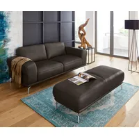 2-Sitzer W.SCHILLIG "montanaa", braun (braun z59), B:192cm H:78cm T:94cm, Longlife Xtra-Leder Z59: Glattleder mit modischer Prägung. Hautstärke 0, 9 - 1, 1 mm., Longlife Xtra-Leder Z69: Das feinnarbige, gedeckte Softleder Z69 besticht durch seine außergewöhnliche Weichheit im trendigen u00bbVintage-Looku00ab, Hautstärke 0, 9 - 1, 1 mm, Sofas, mit Metallfüßen in Chrom glänzend, Breite 192 cm