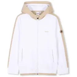 BOSS für Jungen. J51964 Weiße Jogging-Strickjacke (12años= 150cm), Lässig, Polyester, Kinderbekleidung