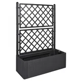 Kreher XL Rankgitter, Spalier mit Pflanzkasten in Rattan-Design, Farbe: Anthrazit