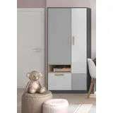 Kleiderschrank Drehtürenschrank 90cm graphit grau weiß Buche Ibsen 77157744