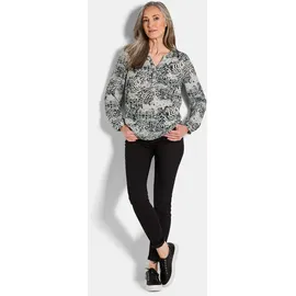 GOLDNER Florale Druckbluse mit V-Ausschnitt schwarz 23