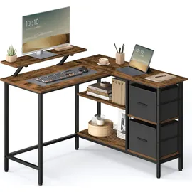 VASAGLE Schreibtisch Eckschreibtisch Computertisch mit Schubladen 115cm Vintage