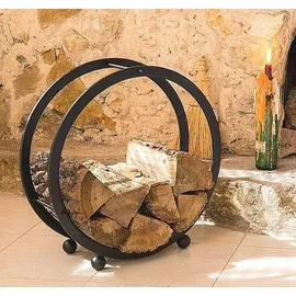 DanDiBo Ambiente Kaminholzregal Rund D-55 cm Metall 55 x 20 x 55 cm Schwarz