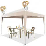 Devoko Pavillon Wasserfest 3x3m Wasserdicht Stabil | Faltpavillon Faltbar Gartenzelt | Pop up Faltbar Partyzelt UV Schutz 50+ | Höhenverstellbar | Metall-Verstrebungen für Camping(Beige)