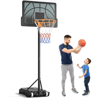 Yohood Basketballkorb Outdoor Kinder,Basketballkörbe mit Ständer Höhenverstellbar 110-210cm,Tragbarer Basketballkorb Indoor/Outside Wetterfest Schwarz