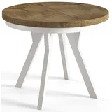 AlpiMeble Runder Esstisch ausziehbar – Moderner Wohnzimmertisch und Küchentisch – Tisch mit Stabile Konstruktion, Durchmesser 80 cm - 130 cm - Farbe LEFKAS - Kollektion Evo