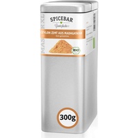 Spicebar - Ceylon Zimt Bio - feiner Zimt gemahlen im praktischen Gewürz-Streuer - Zimt Pulver mit wenig Cumarin aus Madagaskar (300g)