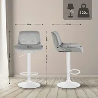 CLP 2er Set Barhocker Solon Weiß grau/Samt