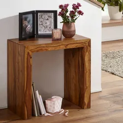 Kadima Design Massivholz-Beistelltisch `Nako`: Einzigartig, zeitlos, 60x35x60 cm, handgefertigt. Braun, 60x35x60 cm