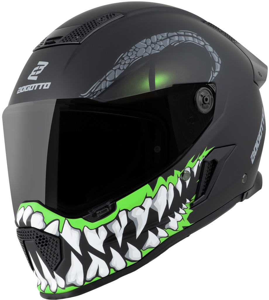 Bogotto Rapto Reptile Helm, zwart-groen, S Voorman