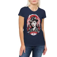 Urban Backwoods Print-Shirt Rockabella Beauty Damen T-Shirt Tattoo Rockabilly Art Artist Fifties (1-tlg) 50s Girl Pin Up blau L