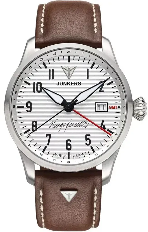 Junkers Herren Armbanduhr Automatik 9.58.04.03 Hugo Junkers GMT Lederband braun