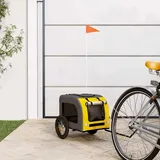Runheo Fahrradanhänger Hunde Gelb Grau aus Oxford-Gewebe und Eisen, 124x53x53 cm, faltbar mit Netzfenstern, Reflektoren und Flagge, für Hunde Katzen Transport beim Spazieren, Joggen
