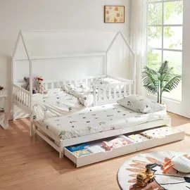 [en.casa] Kinderbett Aarghonmaa 90 x 200 cm Kiefer massiv weiß