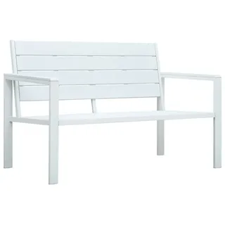 furnicato Gartenbank 120 cm HDPE Weiß Holz-Optik