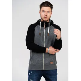 behype Sweatjacke "HENRAY", Herren, Gr. M, grau (dunkelgrau), 70% Baumwolle, 30% Polyester, mehrfarbig, normal, ohne Ausschnitt, Sweatjacken Sweatjacke, mit erhöhtem Kragen