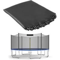GYMAX Ø244/305/366/427/457/488cm Sprungtuch, Trampolin Sprungmatte aus PP, verschleißfestes Sprungtuch für Gartentrampolin, schwarz (Ø366 cm)