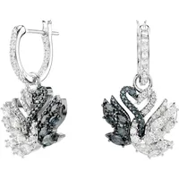 Swarovski Swan Drop-Ohrhänger Schwan, schwarz, Metallmix - OS