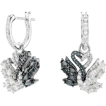 Swarovski Swan Drop-Ohrhänger Schwan, schwarz, Metallmix - OS