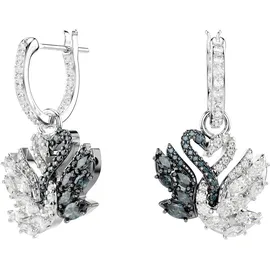 Swarovski Swan Drop-Ohrhänger Schwan, schwarz, Metallmix - OS