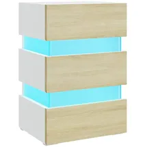 vidaXL Nachtschrank LED 45 x 35 x 67 cm Weiß/Sonoma-Eiche