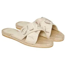 Superdry für Damen. WF310221A Beige Espadrilles mit gekreuzten Riemen (38), Stoff, Wohnung, Keine, Lässig