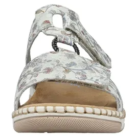 Rieker Damen Pantolette mit T-Riemen und Blumenmuster Weite H 66292, Größe:41 EU, Farbe:Mehrfarbig - Grau - 41