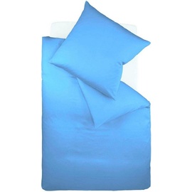 fleuresse Bettwäsche »Colours«, in weicher Interlock Jersey Qualität aus 100% Baumwolle, Bett- und Kopfkissenbezug mit Reißverschluss, STANDARD 100 by OEKO-TEX® zertifiziert, blau