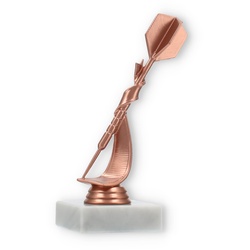 Pokal Kunststofffigur Dartpfeil bronze auf weißem Marmorsockel 17,0cm